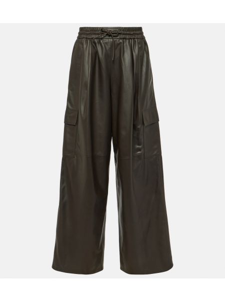 Кожаные брюки карго Yves Salomon коричневые