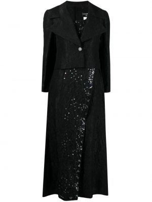 Hedvábné šaty s flitry s knoflíky Chanel Pre-owned - černá