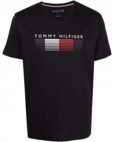 T-shirt aus baumwoll mit print Tommy Hilfiger schwarz