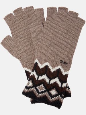 Žakárové vlnené rukavice Chloã© hnedá