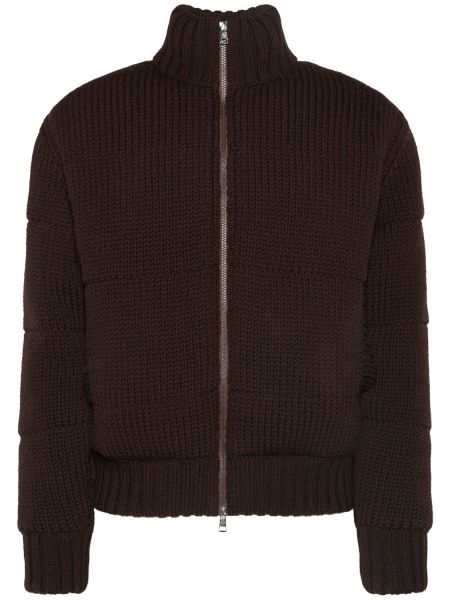 Cardigan i ull med dragkedja Moncler brun