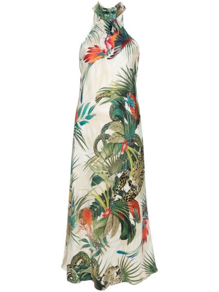 Μεταξωτός ίσιο φόρεμα με σχέδιο Roberto Cavalli