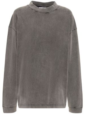 T-shirt manches longues en coton avec manches longues en jersey Acne Studios gris
