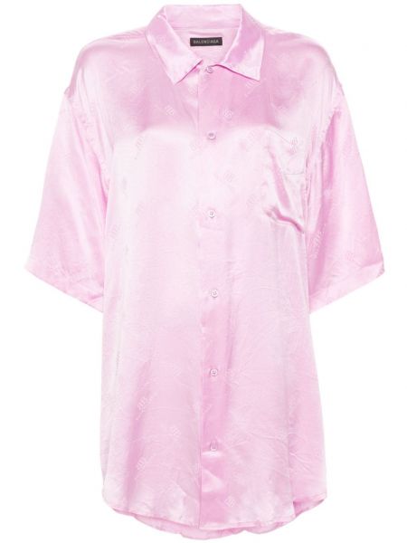 Жакардова копринена риза Balenciaga розово