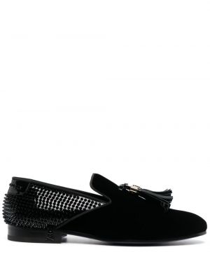 Pantofi loafer de catifea cu nasturi Philipp Plein negru