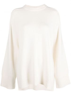 Вълнен пуловер с кръгло деколте Loulou Studio бяло