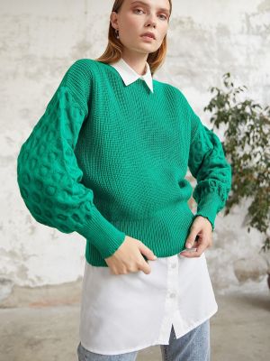 Džemperis ar platām piedurknēm Instyle zaļš