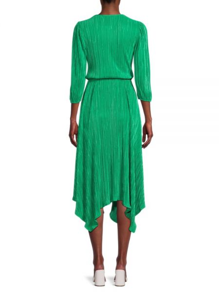 Плиссированное асимметричное платье миди Renee C. зеленое