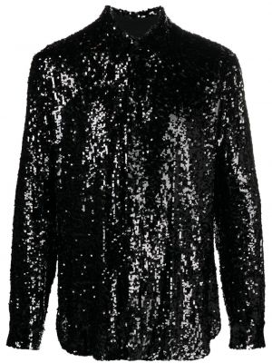 Flitrovaná košeľa so sieťovinou Dries Van Noten čierna