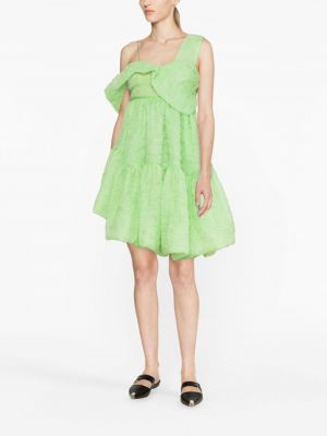 Drapiruotas asimetriškas suknele kokteiline Cecilie Bahnsen žalia