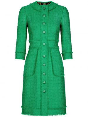Šaty s knoflíky s kulatým výstřihem Dolce & Gabbana zelené