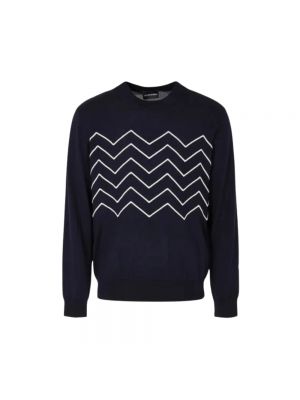 Sweter z nadrukiem Emporio Armani niebieski