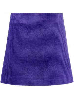 Mini spódniczka sztruksowa bawełniana Ganni fioletowa