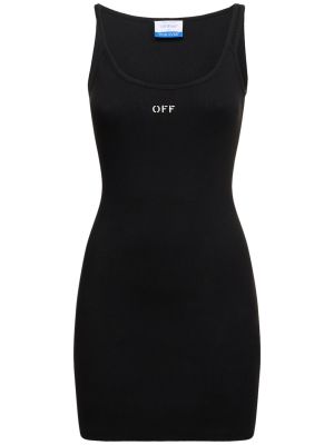Pamučna mini haljina Off-white crna