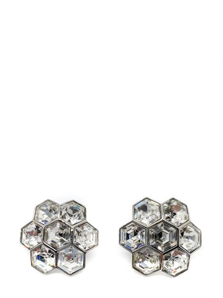 Boucles d'oreilles à fleurs en cristal Jennifer Gibson Jewellery argenté