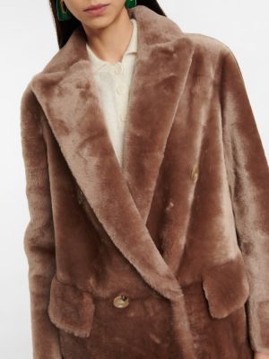 Obojstranný kožený kabát Blancha hnedá
