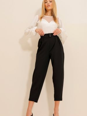Pantaloni cu talie înaltă Trend Alaçatı Stili negru