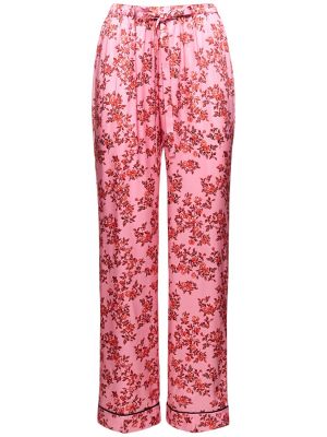 Pantaloni de mătase cu imagine Emilia Wickstead roz