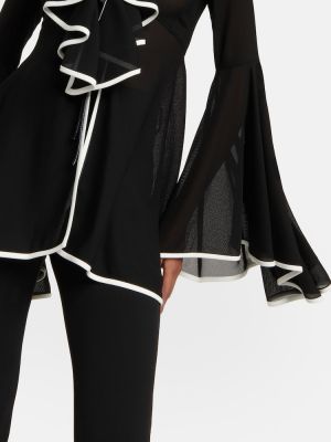 Прозрачна блуза с волани Proenza Schouler черно