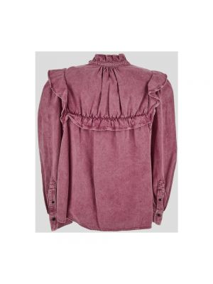 Blusa de algodón con volantes Isabel Marant étoile rosa