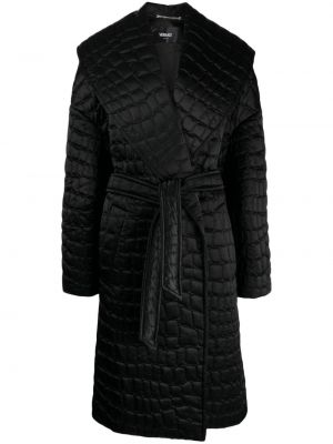 Pikowany płaszcz Versace czarny