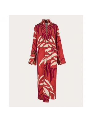 Vestido largo de seda con estampado Johanna Ortiz rojo