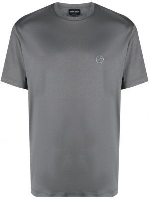 Bavlněné tričko s výšivkou Giorgio Armani šedé