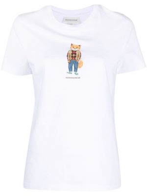 Βαμβακερή μπλούζα με σχέδιο Maison Kitsuné λευκό