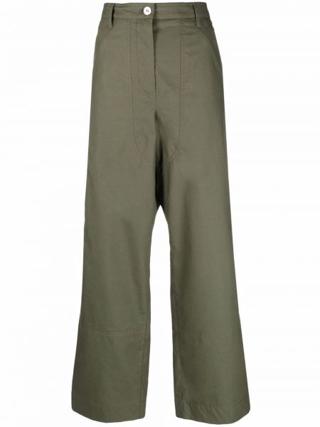 Pantalones de cintura baja bootcut Jil Sander verde