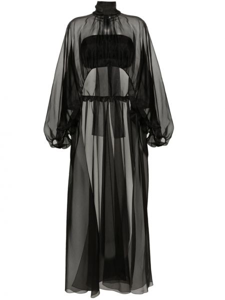 Копринена блуза с висока талия Alberta Ferretti черно