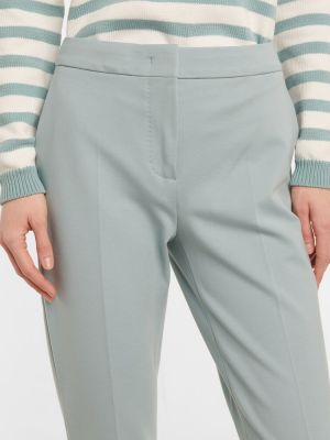 Jersey slim fit kõrge vöökohaga sirged püksid Max Mara sinine