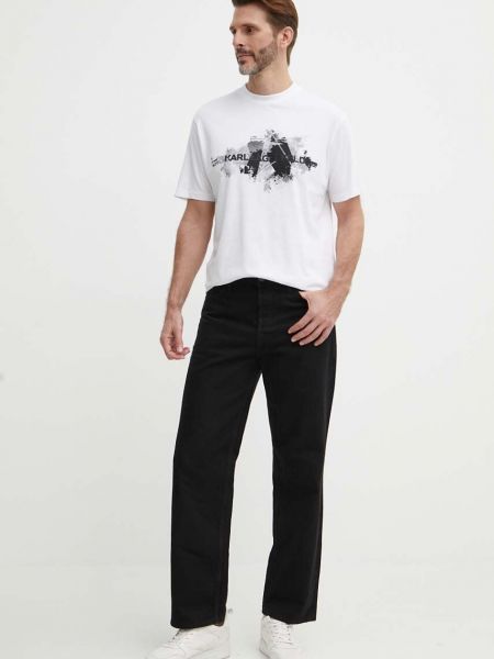 Bombažna majica Karl Lagerfeld bela