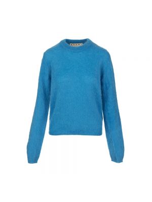 Sweter z okrągłym dekoltem Marni niebieski