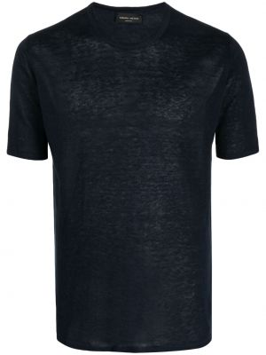 T-shirt con scollo tondo Roberto Collina blu