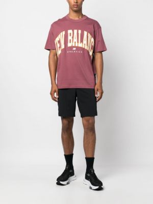 Bavlněné tričko s potiskem New Balance fialové