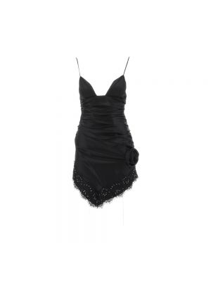 Jedwabna satynowa sukienka mini Alessandra Rich czarna