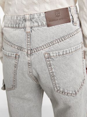 Straight leg jeans a vita alta Brunello Cucinelli grigio