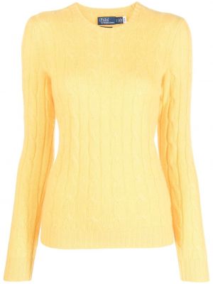 Zomšinis iš natūralios odos megztinis satininis Polo Ralph Lauren geltona
