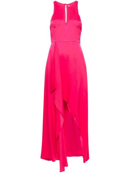 Ασύμμετρη σατέν κοκτέιλ φόρεμα Twinset ροζ