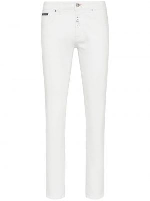 Jeansy skinny z niską talią Philipp Plein białe
