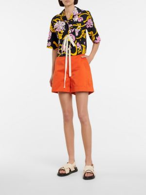 Shorts en lin en coton Marni orange