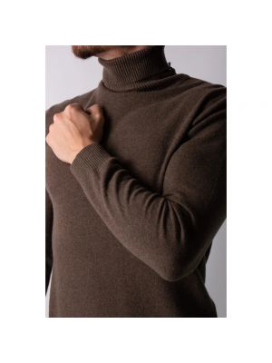 Jersey cuello alto de cachemir con cuello alto de tela jersey Daniele Fiesoli marrón