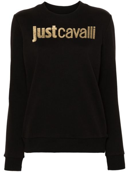Raštuotas medvilninis džemperis Just Cavalli juoda