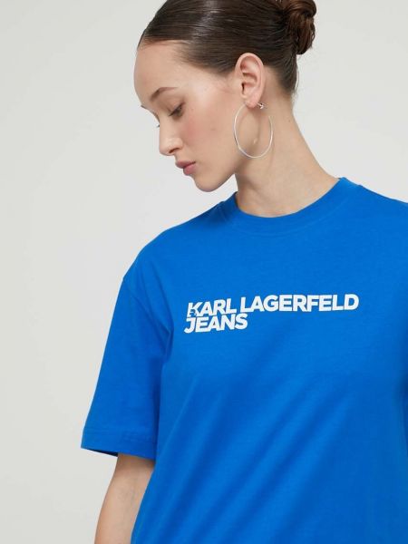 Koszulka bawełniana Karl Lagerfeld Jeans niebieska