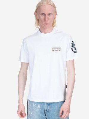 Bavlněné tričko s potiskem Napapijri bílé