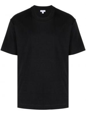 Bavlněné tričko s kulatým výstřihem Sunspel černé