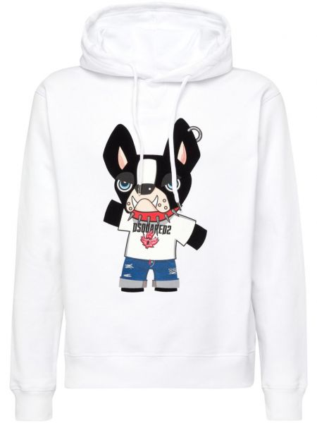 Pamučna dugi sweatshirt s printom Dsquared2 bijela