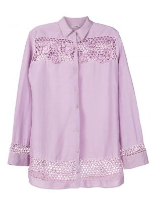 Oversized srajca s cvetličnim vzorcem s čipko Amir Slama vijolična