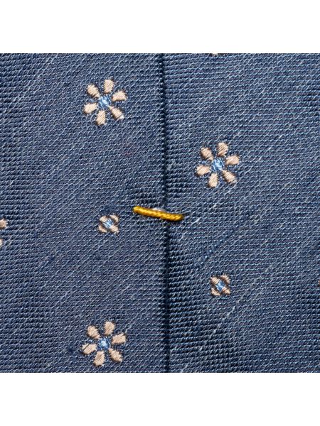 Corbata de lino de seda de flores Eton azul