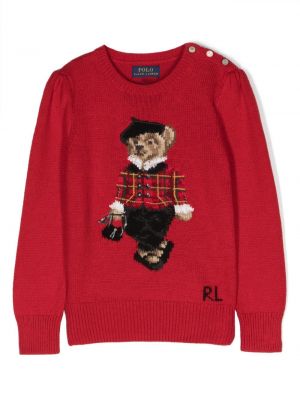 Puuvilla huppari tytöille Ralph Lauren Kids punainen